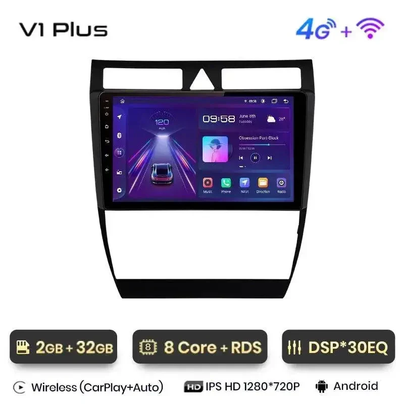 Radio Android do Audi A6 C5 (1997-2004) CarPlay Android Auto 4G WiFi GPS DSP