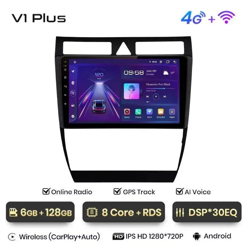 Radio Android do Audi A6 C5 (1997-2004) CarPlay Android Auto 4G WiFi GPS DSP
