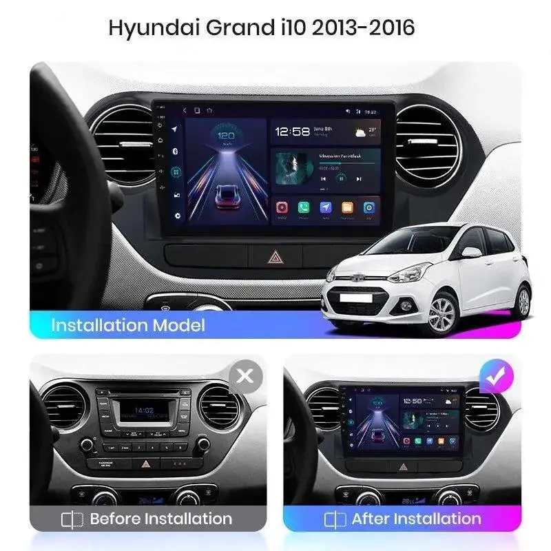 Radio Android do Hyundai Grand i10 (2013-2016) CarPlay Android Auto 4G WiFi GPS DSP