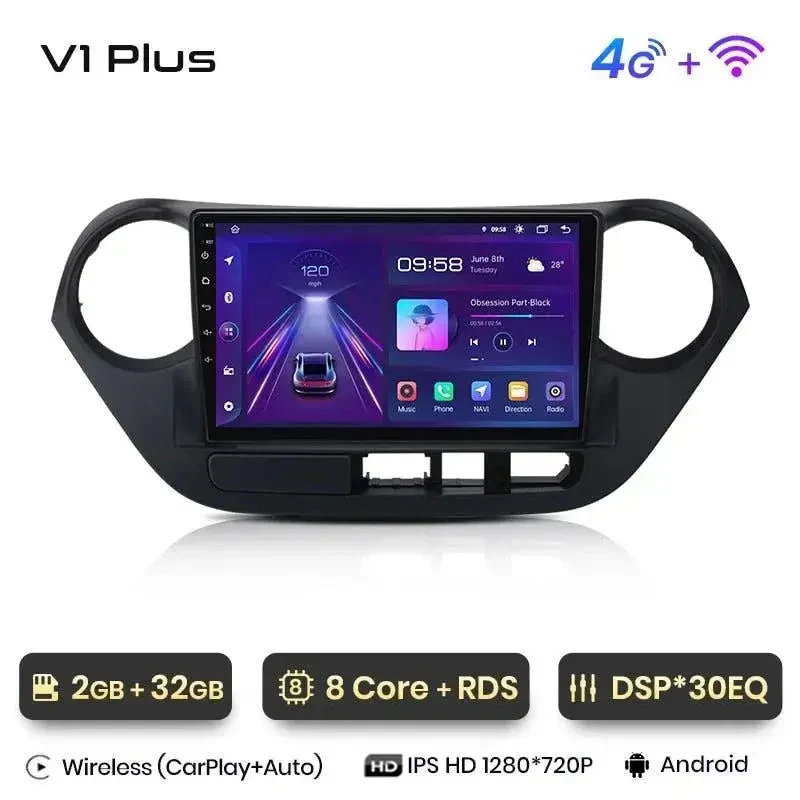 Radio Android do Hyundai Grand i10 (2013-2016) CarPlay Android Auto 4G WiFi GPS DSP