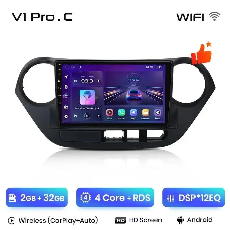 Radio Android do Hyundai Grand i10 (2013-2016) CarPlay Android Auto 4G WiFi GPS DSP