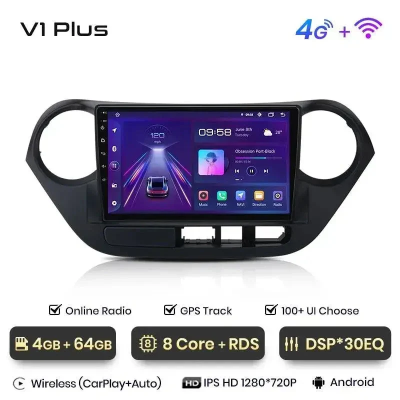 Radio Android do Hyundai Grand i10 (2013-2016) CarPlay Android Auto 4G WiFi GPS DSP