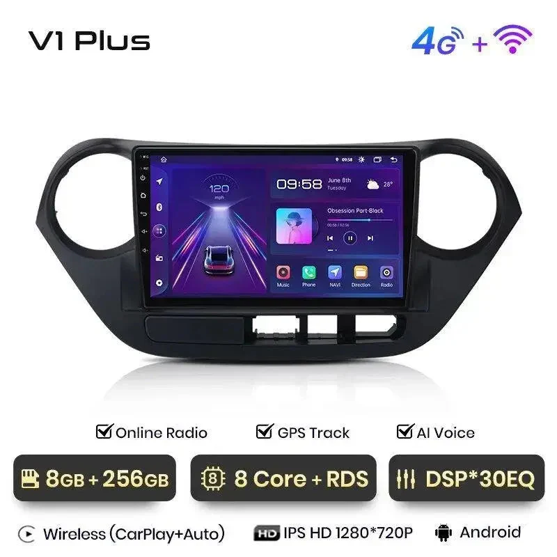 Radio Android do Hyundai Grand i10 (2013-2016) CarPlay Android Auto 4G WiFi GPS DSP