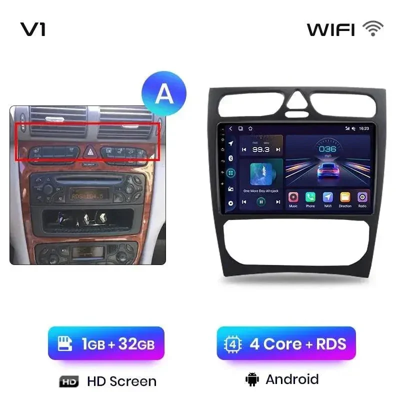 Radio Android do Mercedes-Benz C CLK W203 S203 W209 A209 (2000-2011) CarPlay Android Auto 4G WiFi GPS DSP