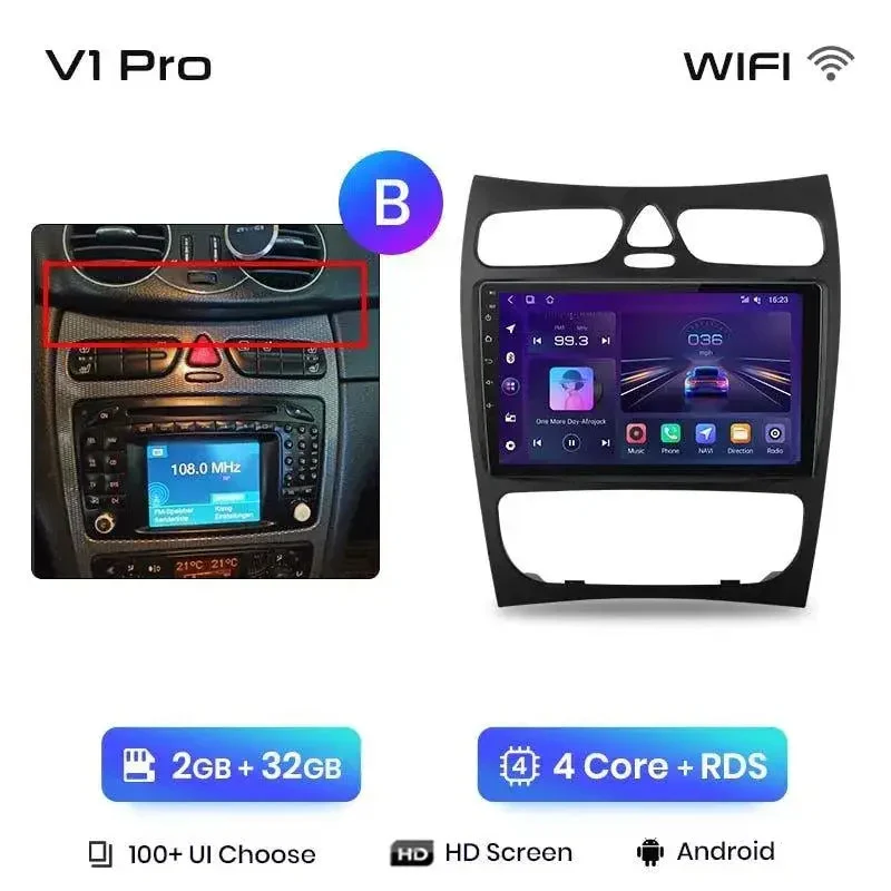 Radio Android do Mercedes-Benz C CLK W203 S203 W209 A209 (2000-2011) CarPlay Android Auto 4G WiFi GPS DSP