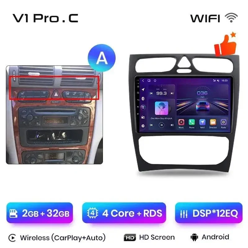 Radio Android do Mercedes-Benz C CLK W203 S203 W209 A209 (2000-2011) CarPlay Android Auto 4G WiFi GPS DSP