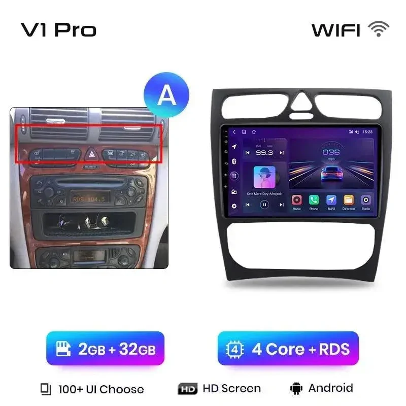 Radio Android do Mercedes-Benz C CLK W203 S203 W209 A209 (2000-2011) CarPlay Android Auto 4G WiFi GPS DSP