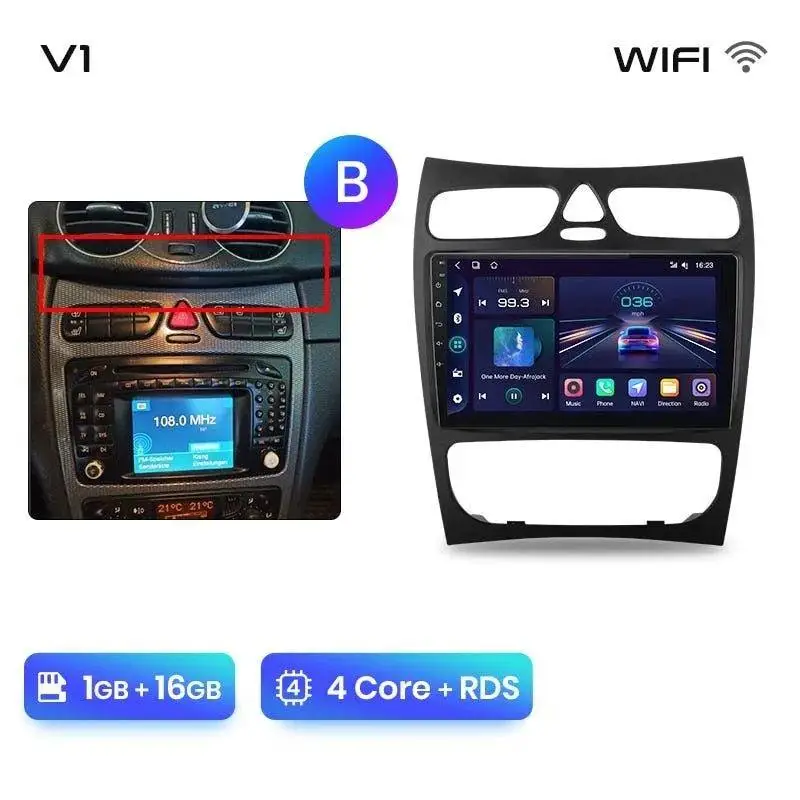 Radio Android do Mercedes-Benz C CLK W203 S203 W209 A209 (2000-2011) CarPlay Android Auto 4G WiFi GPS DSP