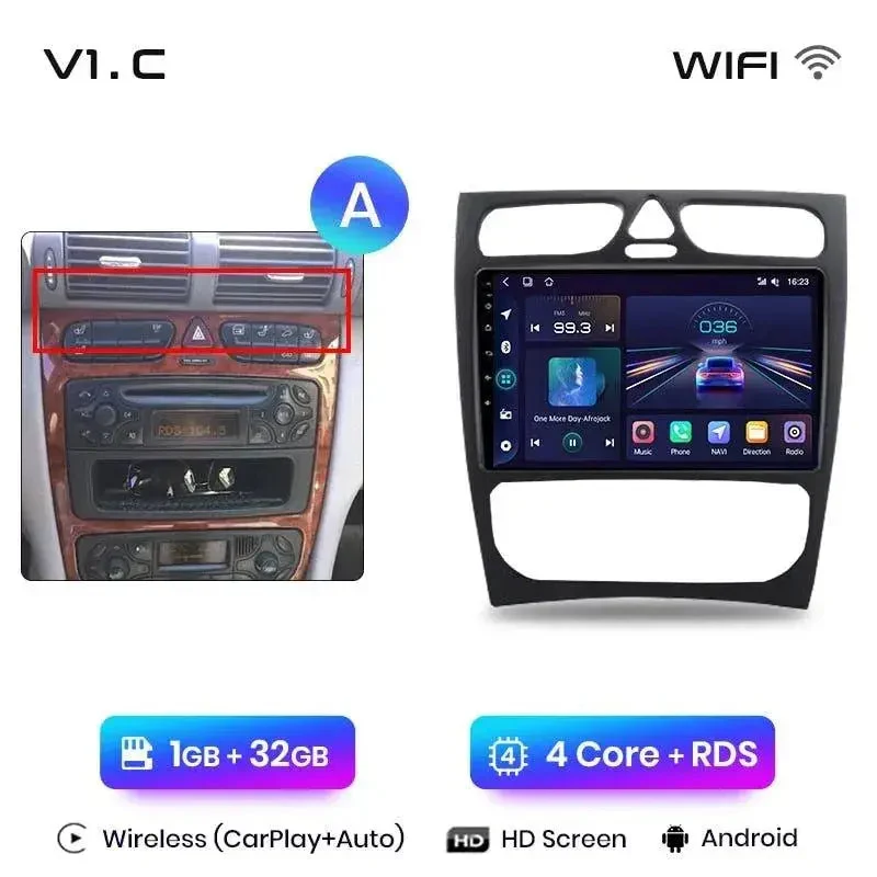 Radio Android do Mercedes-Benz C CLK W203 S203 W209 A209 (2000-2011) CarPlay Android Auto 4G WiFi GPS DSP