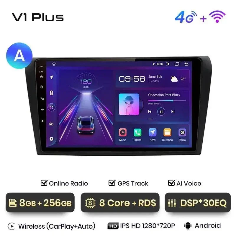 Radio Android do Mazda 3 BK (2004-2013) CarPlay Android Auto 4G WiFi GPS DSP