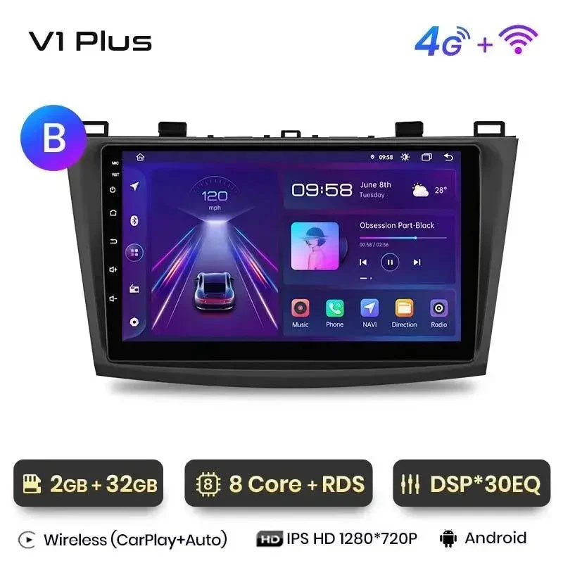 Radio Android do Mazda 3 BK (2004-2013) CarPlay Android Auto 4G WiFi GPS DSP