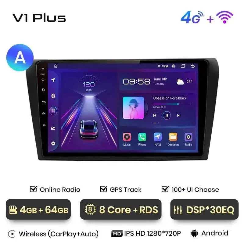 Radio Android do Mazda 3 BK (2004-2013) CarPlay Android Auto 4G WiFi GPS DSP