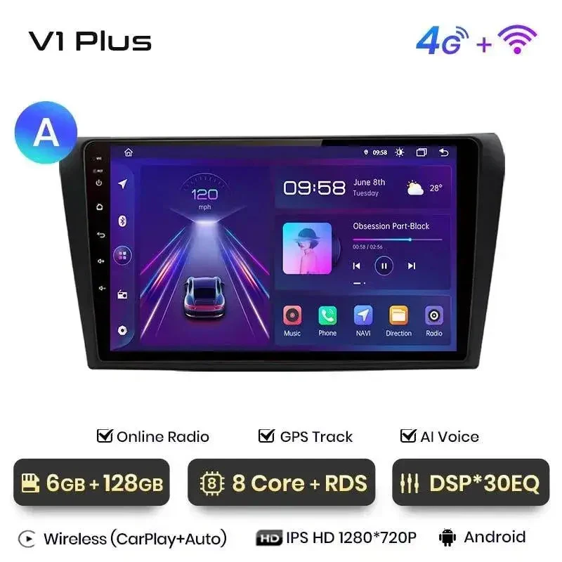 Radio Android do Mazda 3 BK (2004-2013) CarPlay Android Auto 4G WiFi GPS DSP