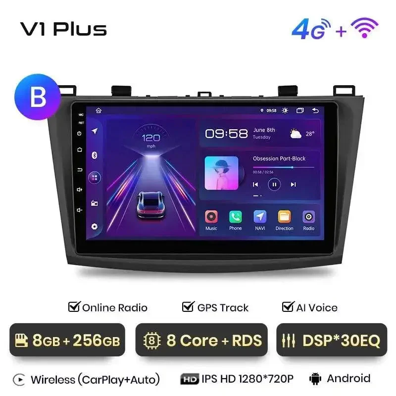 Radio Android do Mazda 3 BK (2004-2013) CarPlay Android Auto 4G WiFi GPS DSP