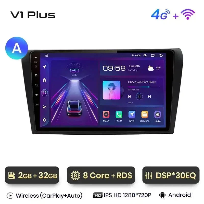 Radio Android do Mazda 3 BK (2004-2013) CarPlay Android Auto 4G WiFi GPS DSP