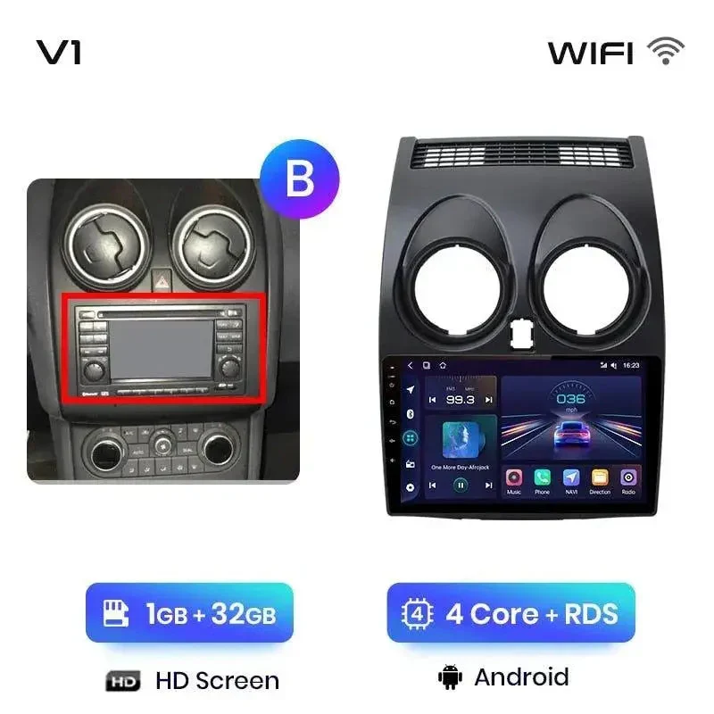Radio Android do Nissan Qashqai J10 (2006-2013) CarPlay Android Auto 4G WiFi GPS DSP