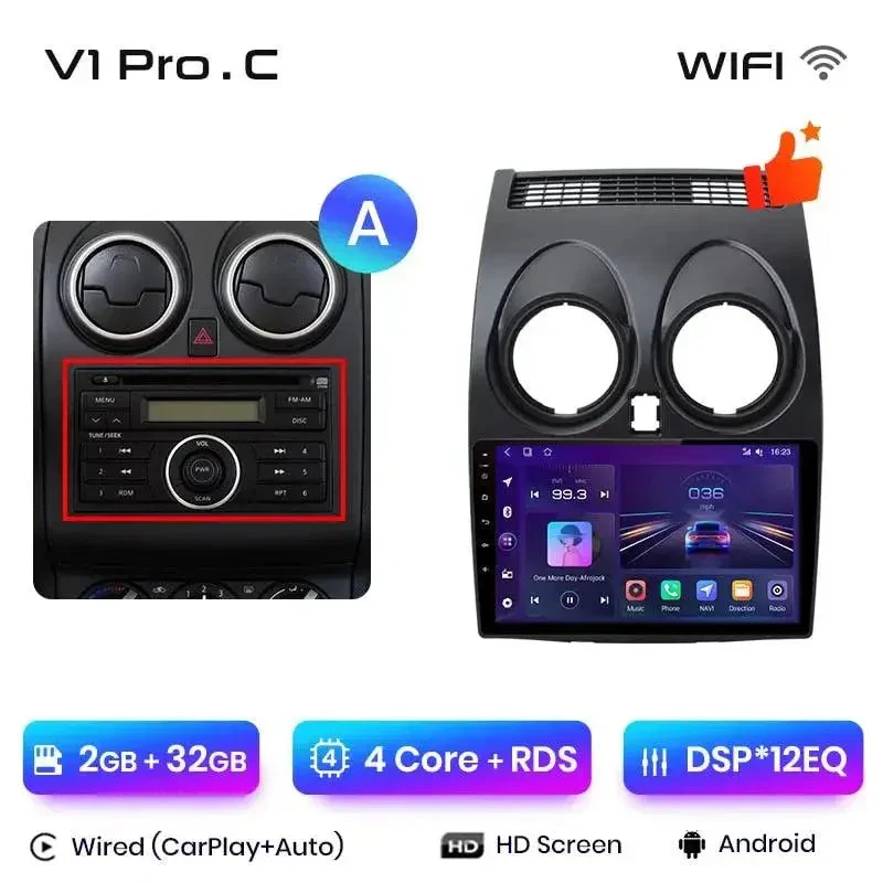 Radio Android do Nissan Qashqai J10 (2006-2013) CarPlay Android Auto 4G WiFi GPS DSP