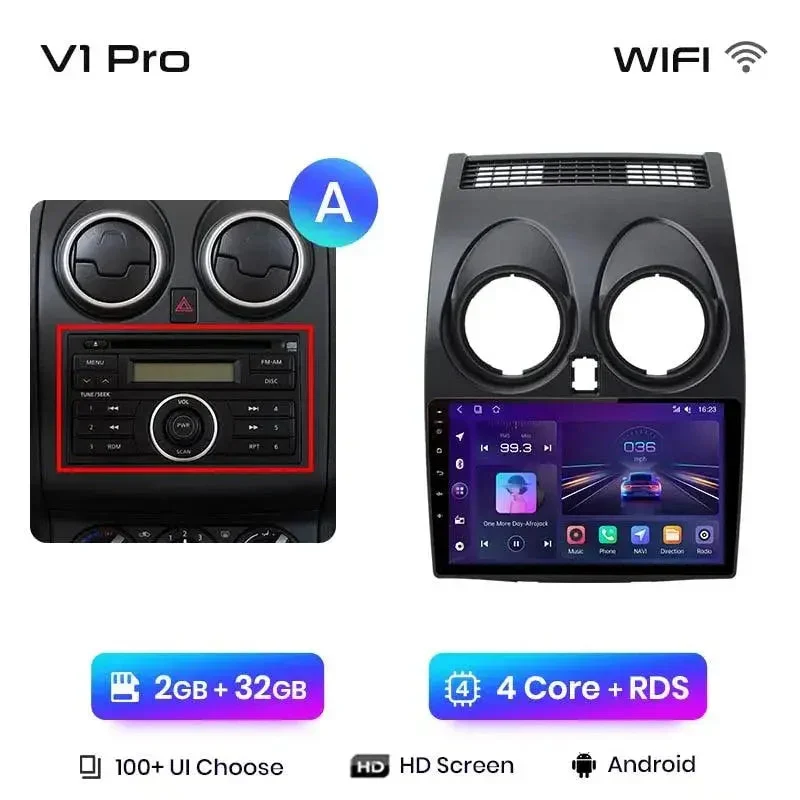 Radio Android do Nissan Qashqai J10 (2006-2013) CarPlay Android Auto 4G WiFi GPS DSP