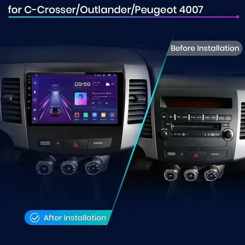Radio Android do Mitsubishi Outlander XL II Citroen C-Crosser 2007-2012 (2005-2011) CarPlay Android Auto 4G WiFi GPS DSP