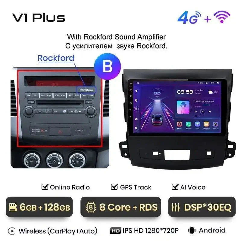 Radio Android do Mitsubishi Outlander XL II Citroen C-Crosser 2007-2012 (2005-2011) CarPlay Android Auto 4G WiFi GPS DSP