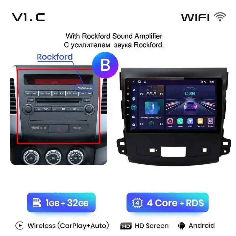 Radio Android do Mitsubishi Outlander XL II Citroen C-Crosser 2007-2012 (2005-2011) CarPlay Android Auto 4G WiFi GPS DSP