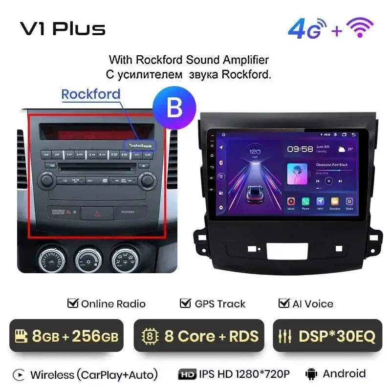 Radio Android do Mitsubishi Outlander XL II Citroen C-Crosser 2007-2012 (2005-2011) CarPlay Android Auto 4G WiFi GPS DSP