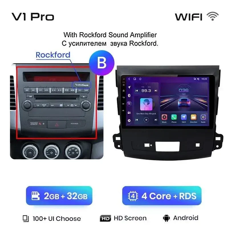 Radio Android do Mitsubishi Outlander XL II Citroen C-Crosser 2007-2012 (2005-2011) CarPlay Android Auto 4G WiFi GPS DSP