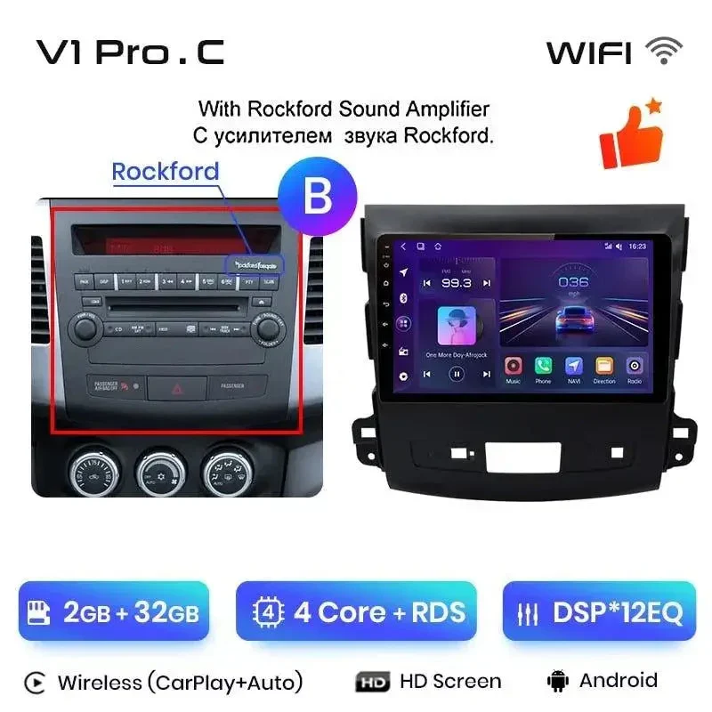 Radio Android do Mitsubishi Outlander XL II Citroen C-Crosser 2007-2012 (2005-2011) CarPlay Android Auto 4G WiFi GPS DSP