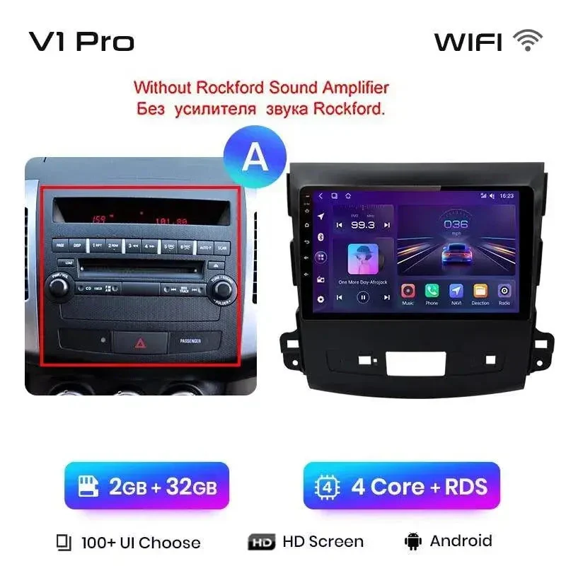 Radio Android do Mitsubishi Outlander XL II Citroen C-Crosser 2007-2012 (2005-2011) CarPlay Android Auto 4G WiFi GPS DSP