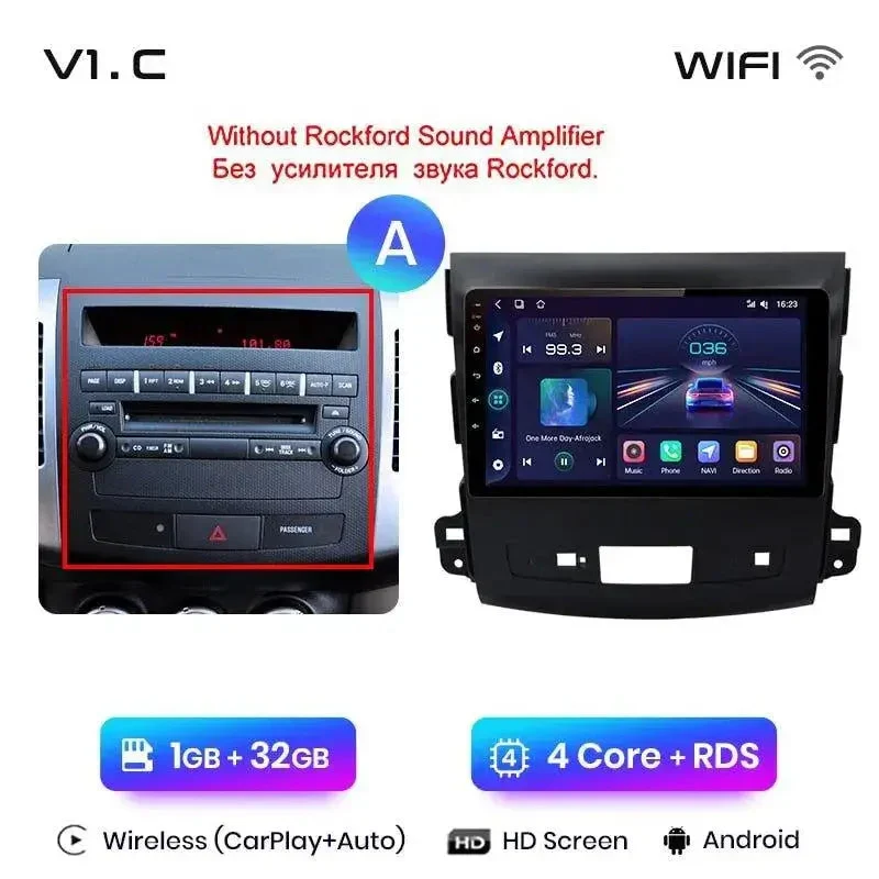 Radio Android do Mitsubishi Outlander XL II Citroen C-Crosser 2007-2012 (2005-2011) CarPlay Android Auto 4G WiFi GPS DSP