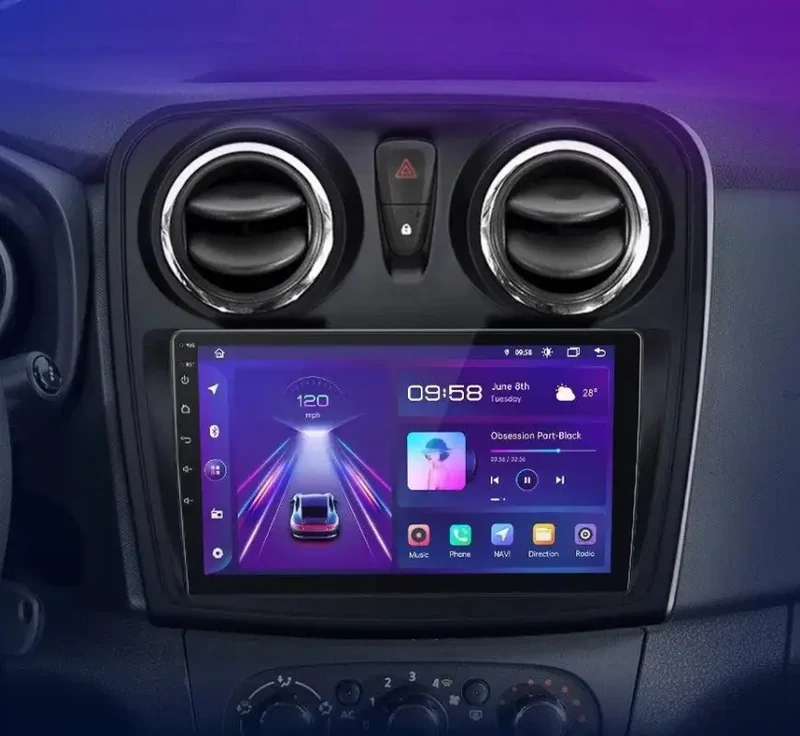 Radio Android do Renault Logan II Sandero (2014-2019) CarPlay Android Auto 4G WiFi GPS DSP