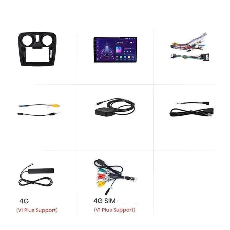 Radio Android do Renault Logan II Sandero (2014-2019) CarPlay Android Auto 4G WiFi GPS DSP