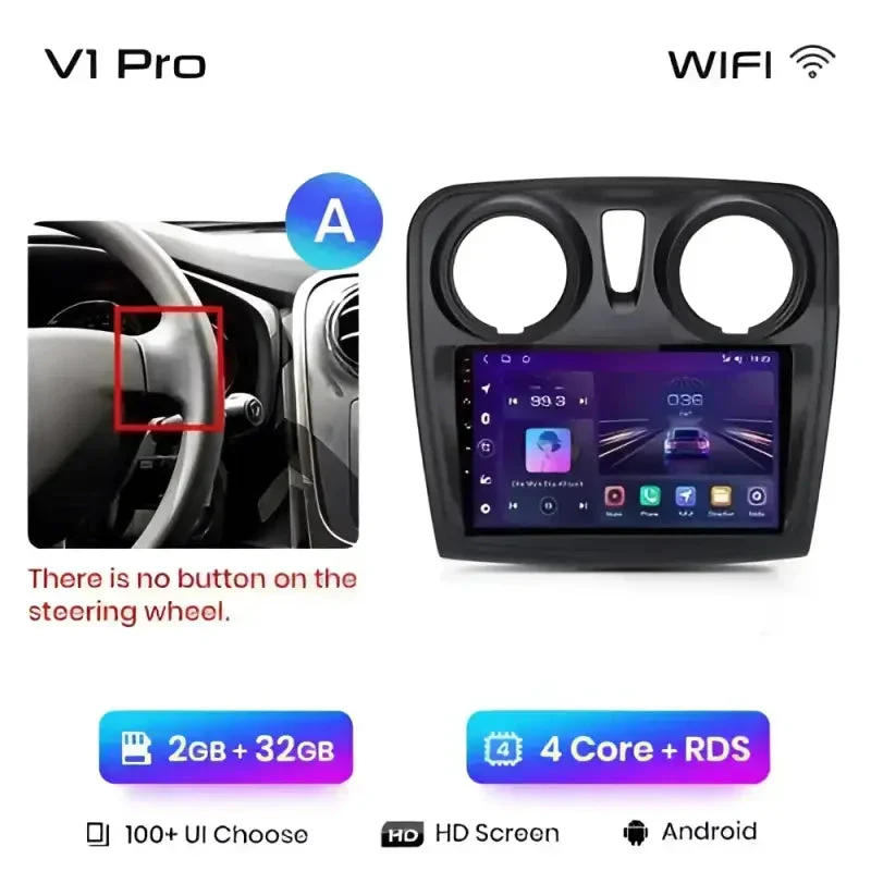 Radio Android do Renault Logan II Sandero (2014-2019) CarPlay Android Auto 4G WiFi GPS DSP