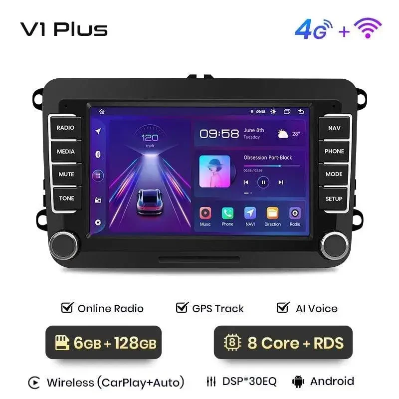 Radio Android do Volkswagen VW Leon Passat B6 Passat B7 Tiguan Touran Golf Polo CarPlay Android Auto 4G WiFi GPS DSP