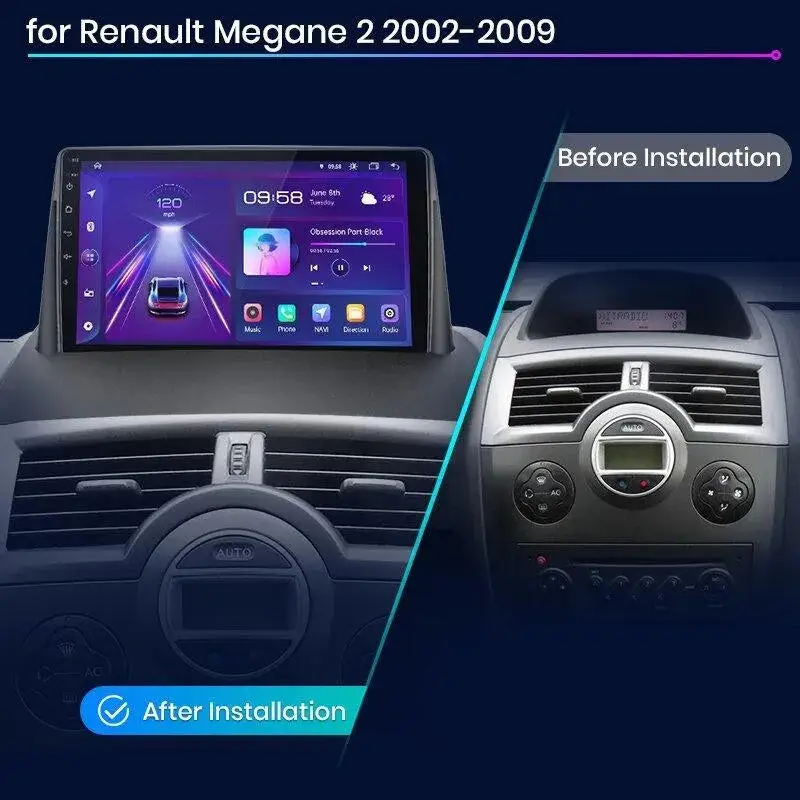 Radio Android do Renault Megane II (2002-2009) CarPlay Android Auto 4G WiFi GPS DSP