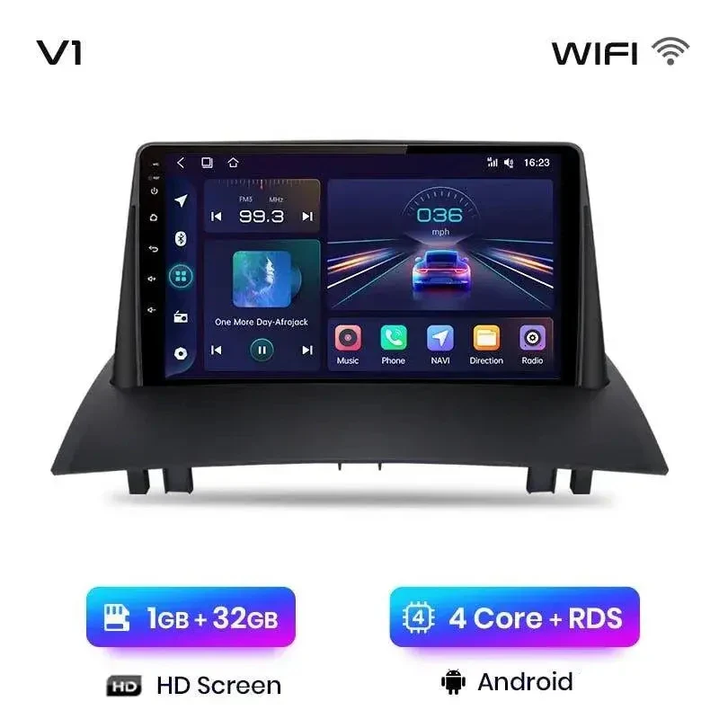Radio Android do Renault Megane II (2002-2009) CarPlay Android Auto 4G WiFi GPS DSP