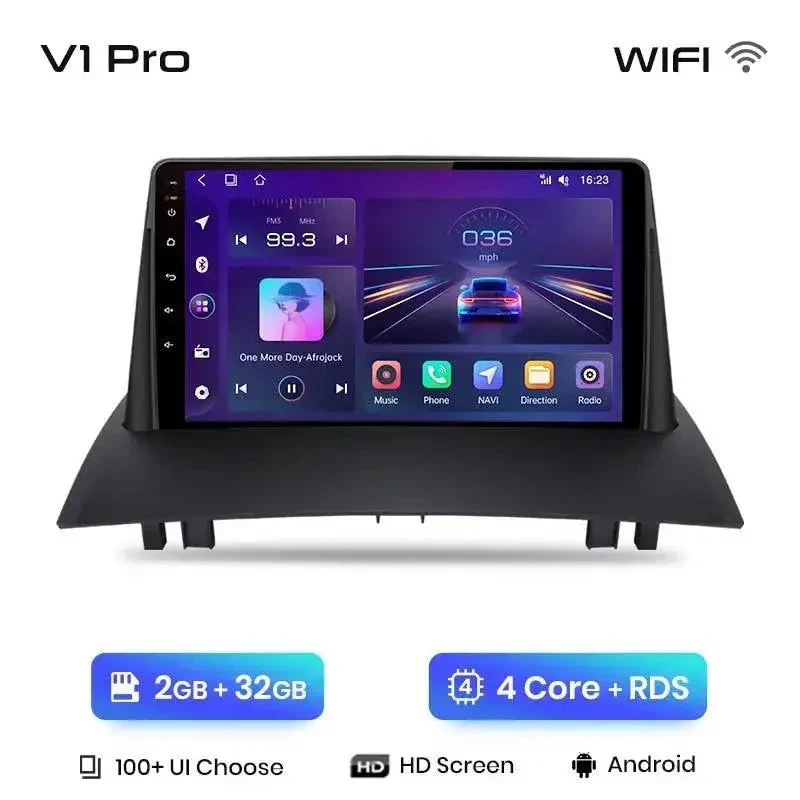 Radio Android do Renault Megane II (2002-2009) CarPlay Android Auto 4G WiFi GPS DSP