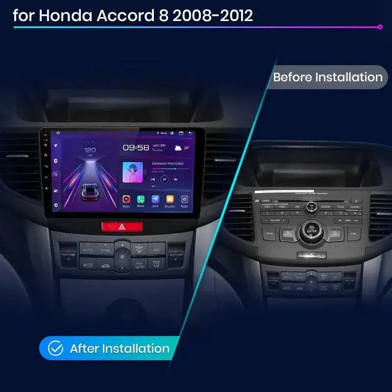 Radio Android do Honda Accord VIII (2008-2012) CarPlay Android Auto 4G WiFi GPS DSP