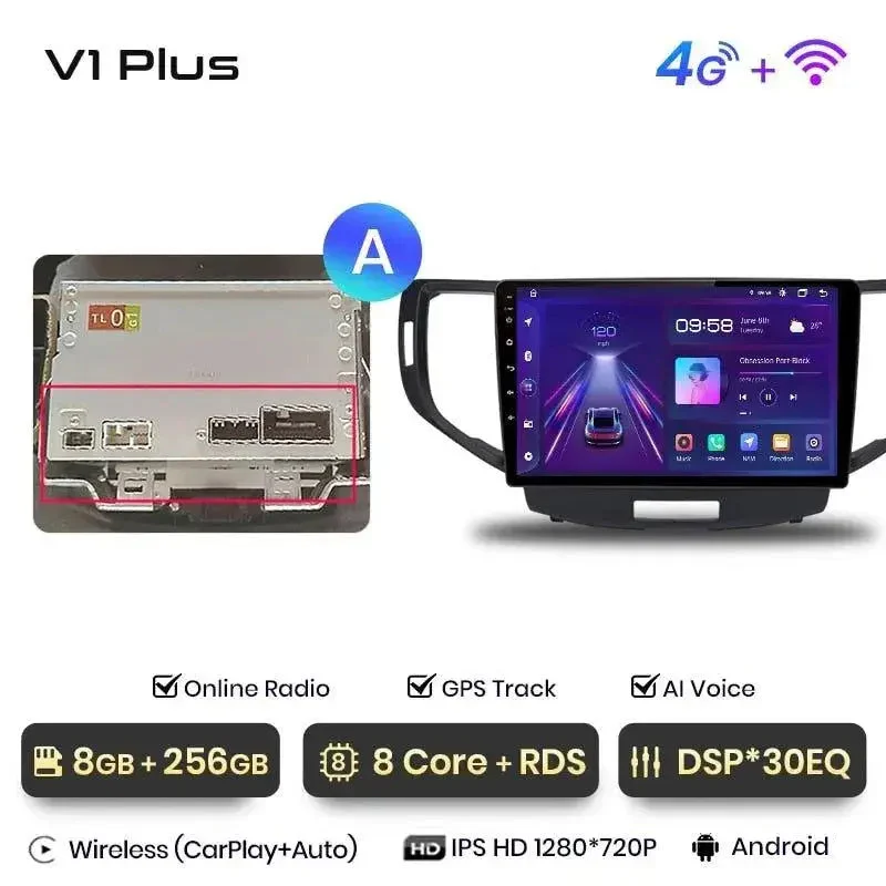 Radio Android do Honda Accord VIII (2008-2012) CarPlay Android Auto 4G WiFi GPS DSP