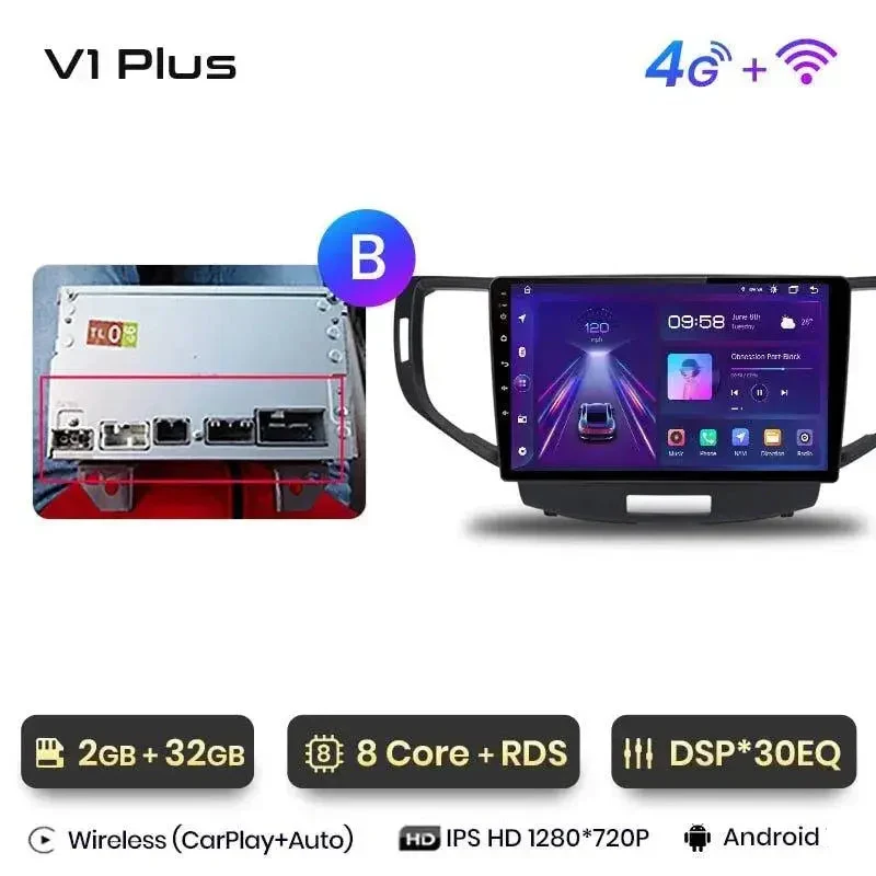 Radio Android do Honda Accord VIII (2008-2012) CarPlay Android Auto 4G WiFi GPS DSP