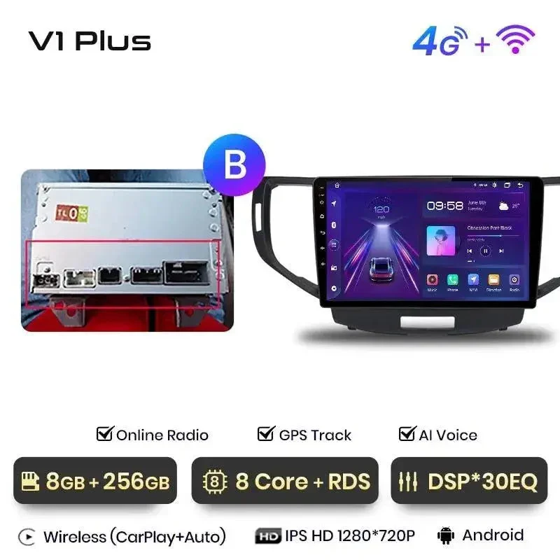 Radio Android do Honda Accord VIII (2008-2012) CarPlay Android Auto 4G WiFi GPS DSP