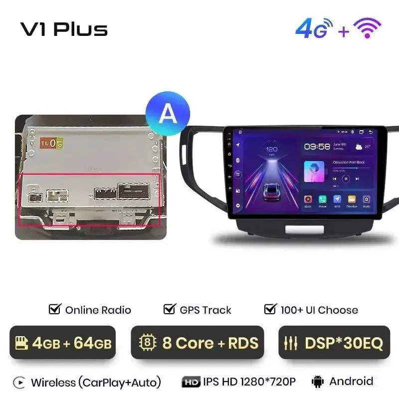 Radio Android do Honda Accord VIII (2008-2012) CarPlay Android Auto 4G WiFi GPS DSP