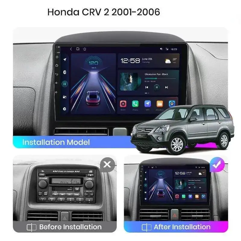 Radio Android do Honda CR-V II (2001-2006) CarPlay Android Auto 4G WiFi GPS DSP
