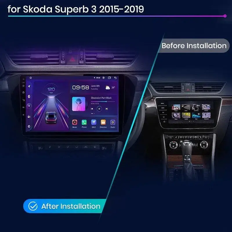 Radio Android do Skoda Superb III (2015-2019) CarPlay Android Auto 4G WiFi GPS DSP