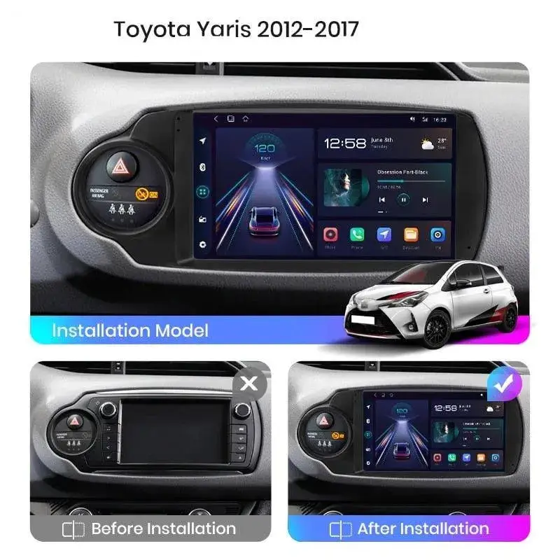 Radio Android do Toyota Yaris (2012-2017) CarPlay Android Auto 4G WiFi GPS DSP
