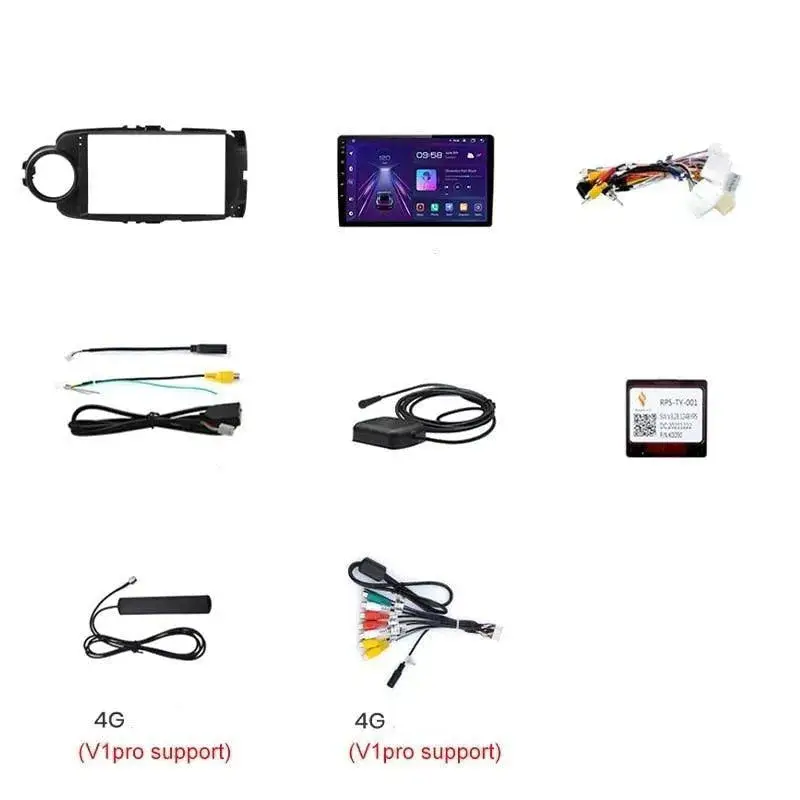 Radio Android do Toyota Yaris (2012-2017) CarPlay Android Auto 4G WiFi GPS DSP
