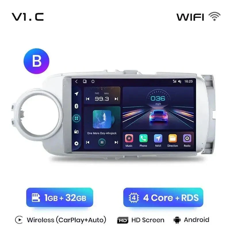 Radio Android do Toyota Yaris (2012-2017) CarPlay Android Auto 4G WiFi GPS DSP