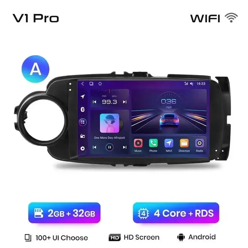 Radio Android do Toyota Yaris (2012-2017) CarPlay Android Auto 4G WiFi GPS DSP