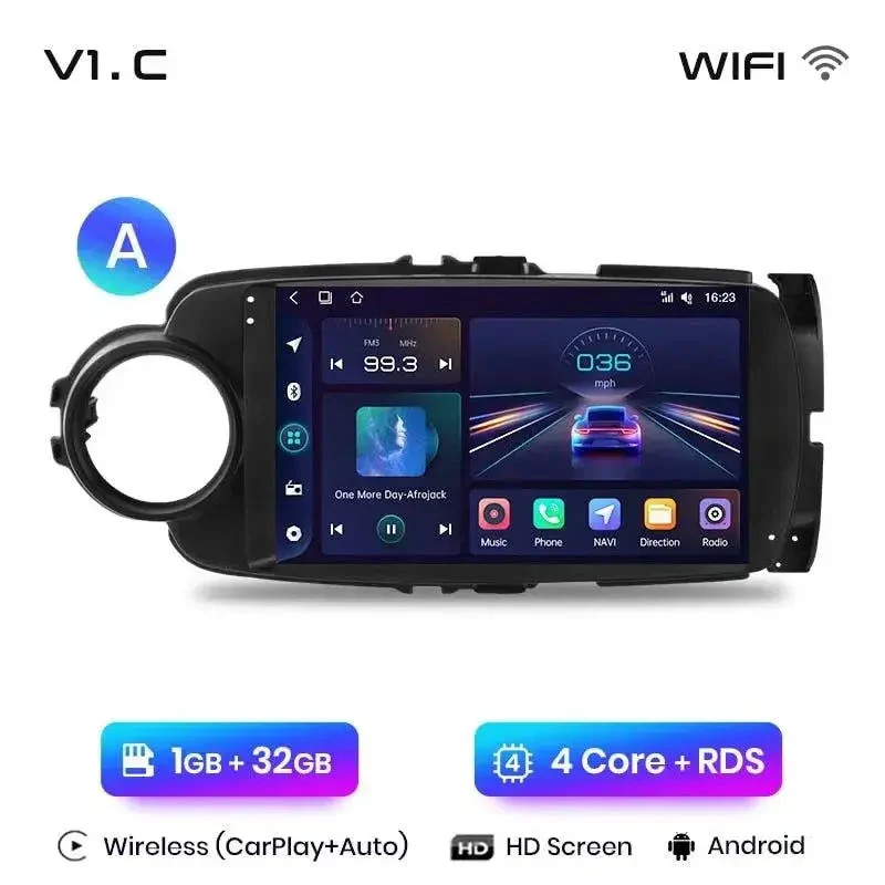 Radio Android do Toyota Yaris (2012-2017) CarPlay Android Auto 4G WiFi GPS DSP