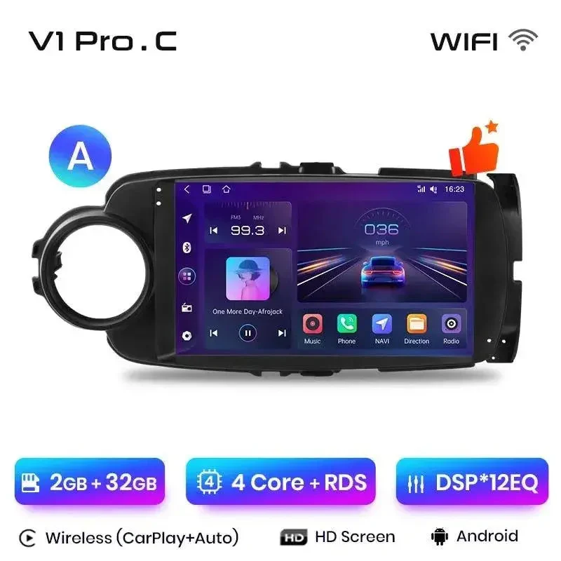 Radio Android do Toyota Yaris (2012-2017) CarPlay Android Auto 4G WiFi GPS DSP